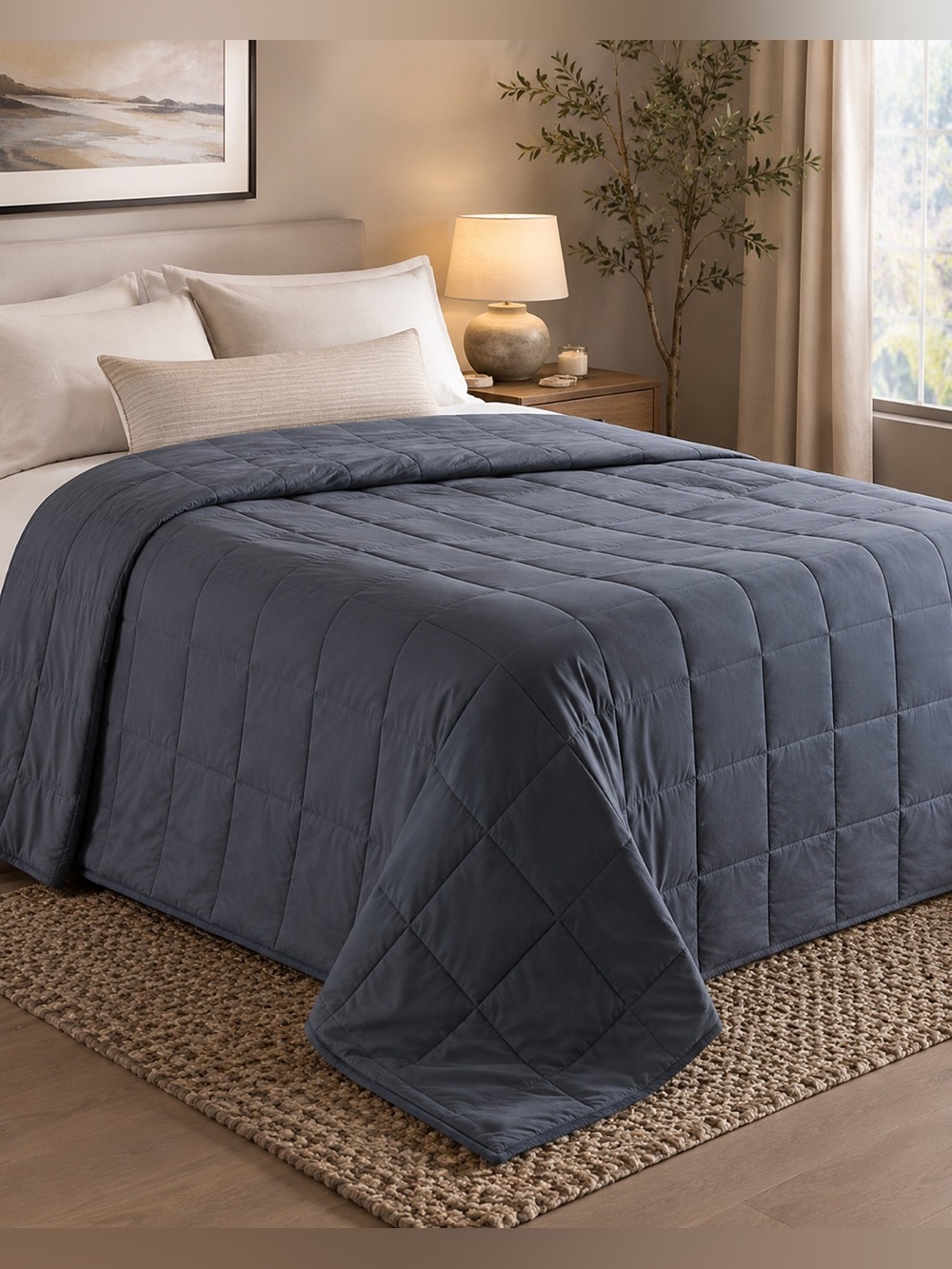 Queen Sized Cooling 15 Lbs Weighted Blanket Comforter Anxiety Stress Reducing